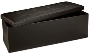 Sgabello pieghevole sintetico pouf contenitore pieghevole pieghevole 114 cm marrone 13_0002807