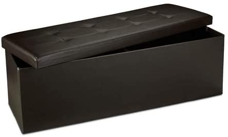 Sgabello pieghevole sintetico pouf contenitore pieghevole pieghevole 114 cm marrone 13_0002807