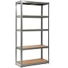 Scaffali per Carichi, Scaffalature a 5 Ripiani, in Metallo e MDF Scaffale, per Garage, Magazzino, Ripostiglio, Portante 875 kg, 90 x 40 x 180 cm (Grigio)