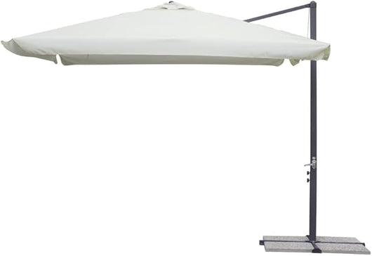 Ombrellone quadrato 3x3 mt da giardino con palo laterale e telo ecrù, apertura a manovella Tomaino 5011