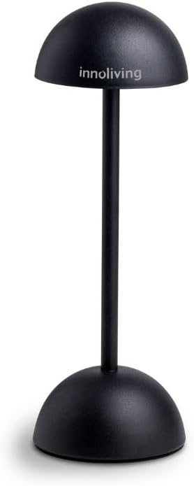 Innoliving lampada LED da tavolo INN-293 Nera, ricaricabile USB, Touch con Luce Dimmerabile a 3 Livelli per interni ed esterni