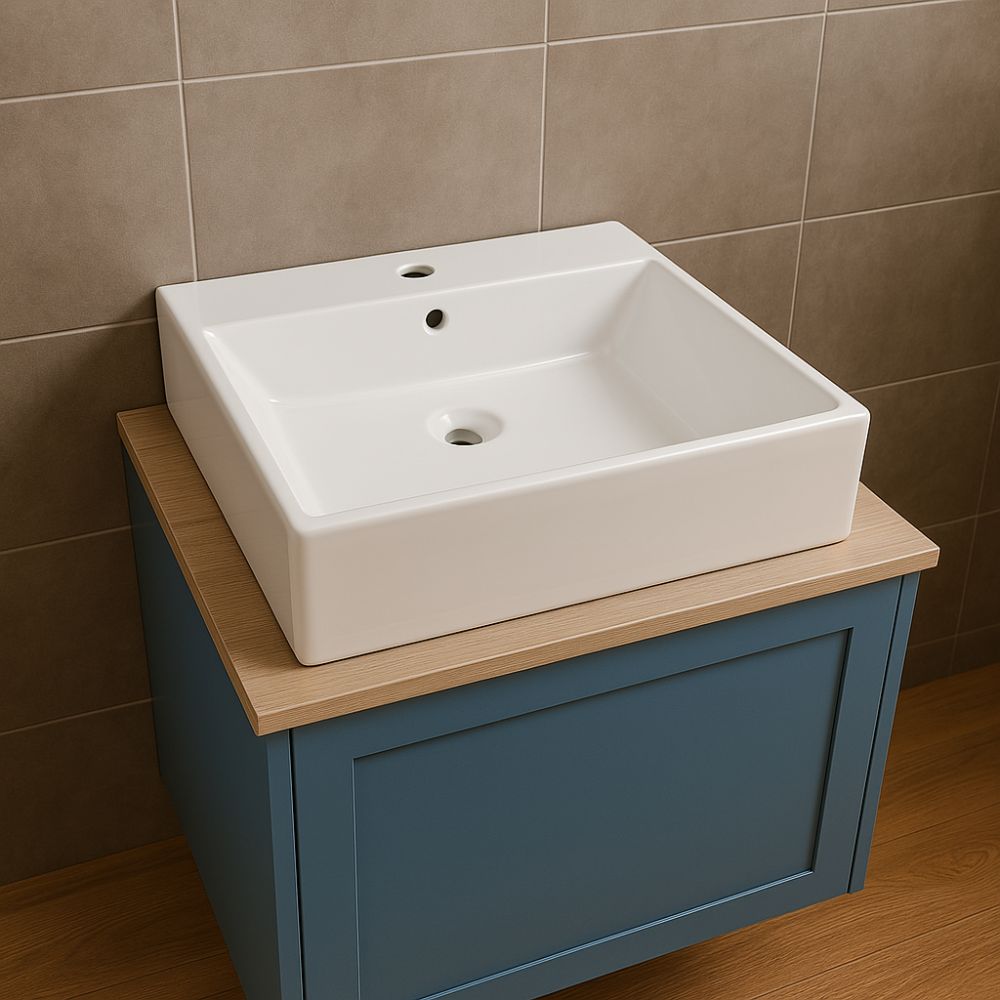 Lavabo da appoggio ceramica bianco lavandino lavello arredo bagno 2 misure *** misure 41x41x15 cm, confezione 1
