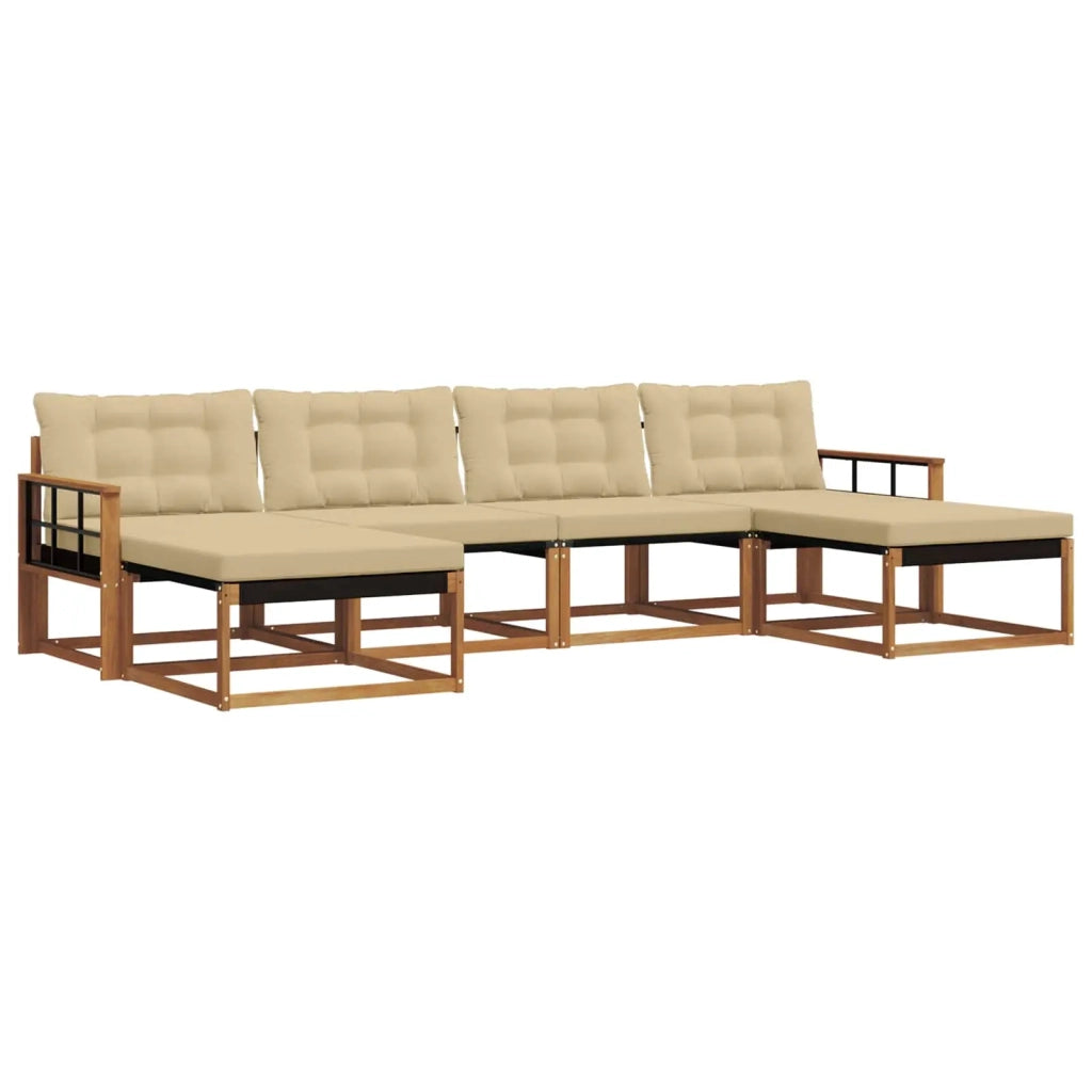 Set di divani da esterno con cuscino 6 pcs Naturale e Beige 3369728