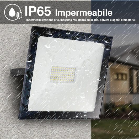 Set 2 Fari Led 50W Luce Alta Luminosita 5000lm Bianco Faro Faretti Esterno Slim