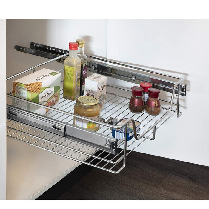 Cassetto Telescopico Cucina 40cm Cestello Mensola Estraibile Salvaspazio Acciaio