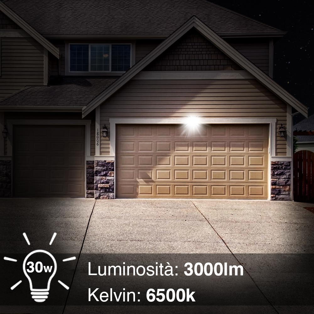 Set 2 Fari Led 30W Luce Alta Luminosita 3000lm Bianco Faro Faretti Esterno Slim