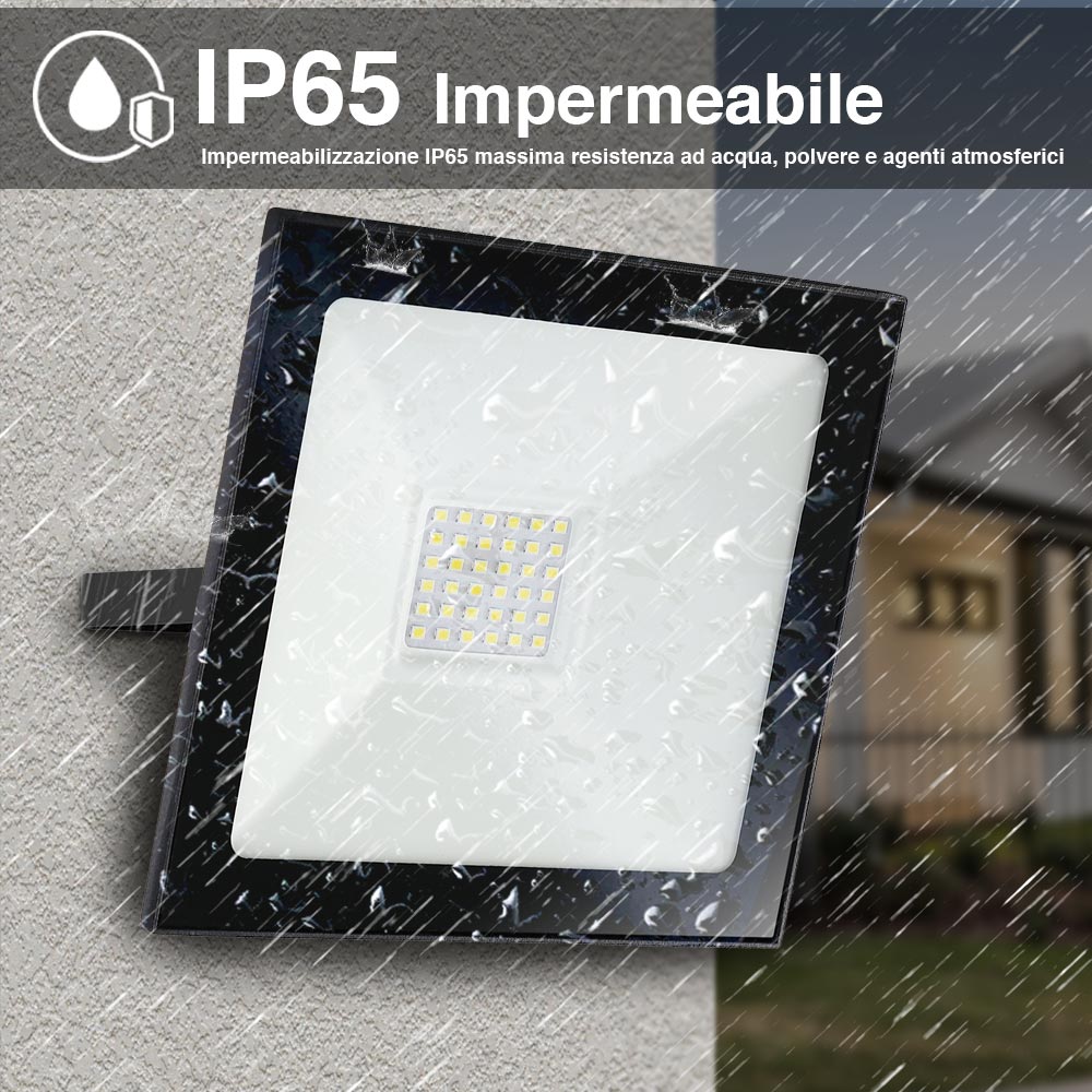 Set 2 Fari Led 30W Luce Alta Luminosita 3000lm Bianco Faro Faretti Esterno Slim