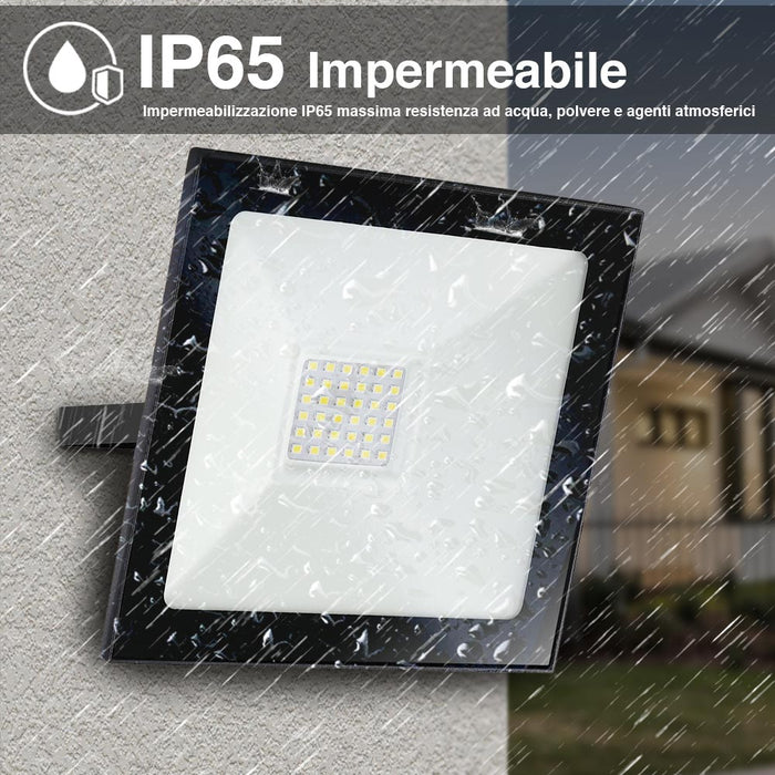 Set 2 Fari Led 30W Luce Alta Luminosita 3000lm Bianco Faro Faretti Esterno Slim