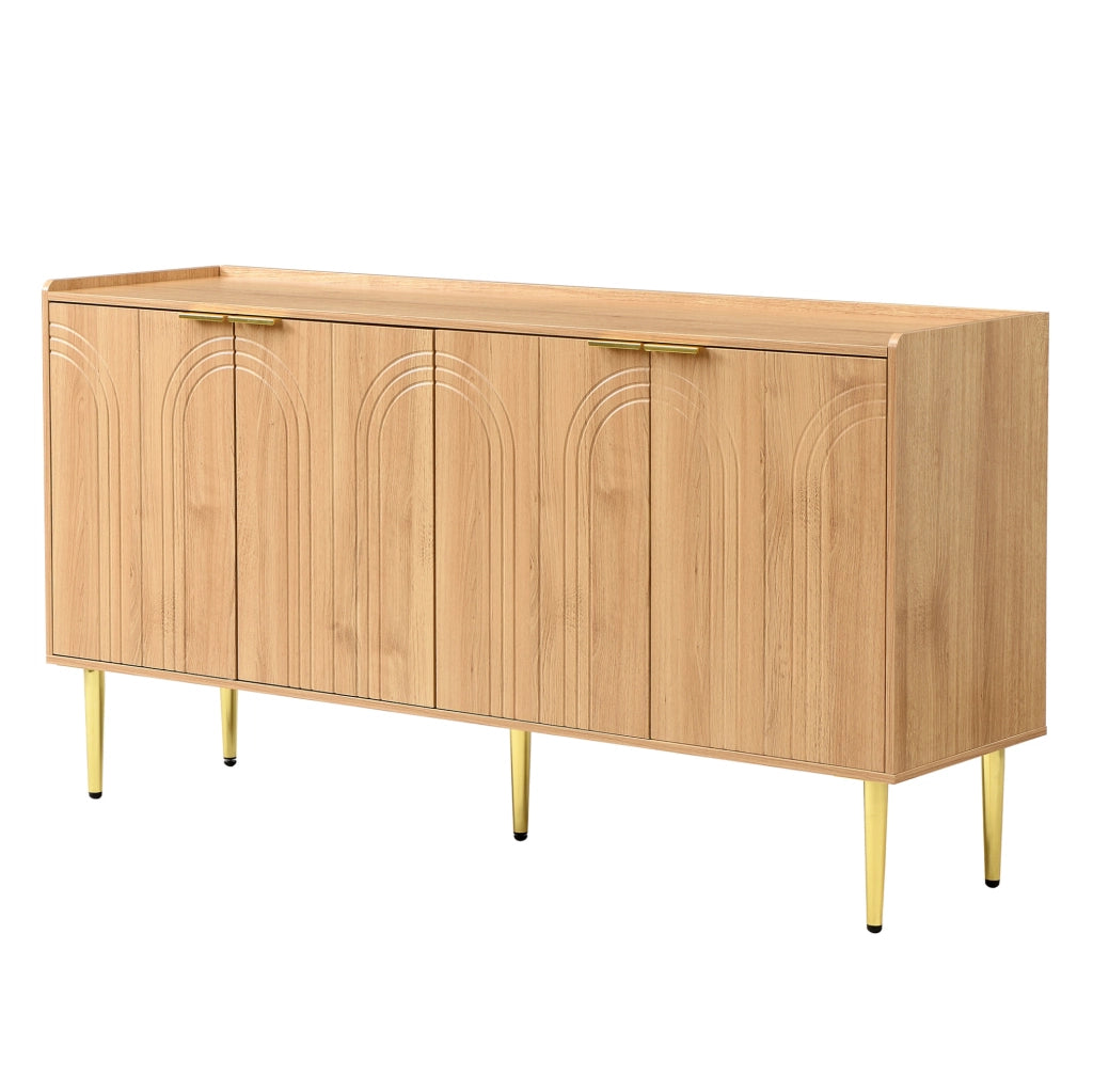 Credenza moderna 140 cm in MDF naturale con 4 ante