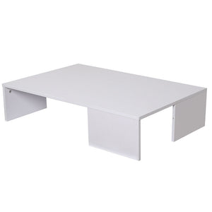 Tavolino Caffe Divano Salotto Rettangolare Basso in Legno Design Moderno Bianco