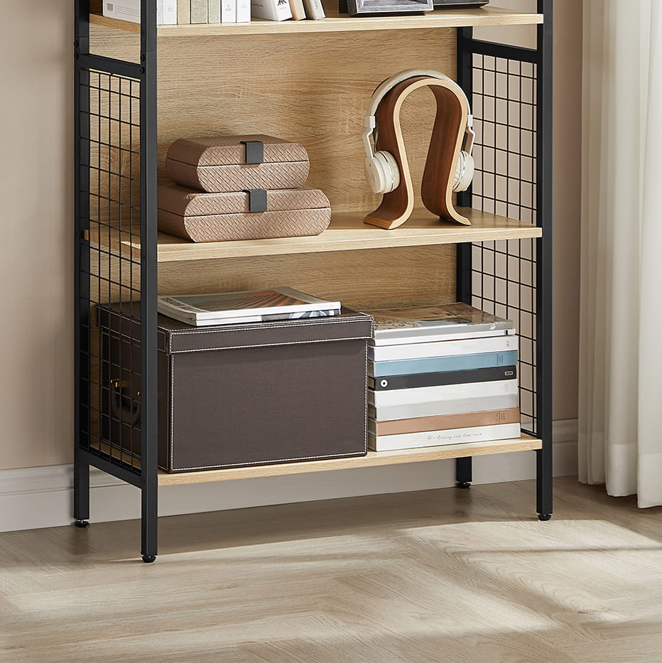 Libreria Valora - 4 ripiani in rovere Sonoma con struttura in acciaio nero