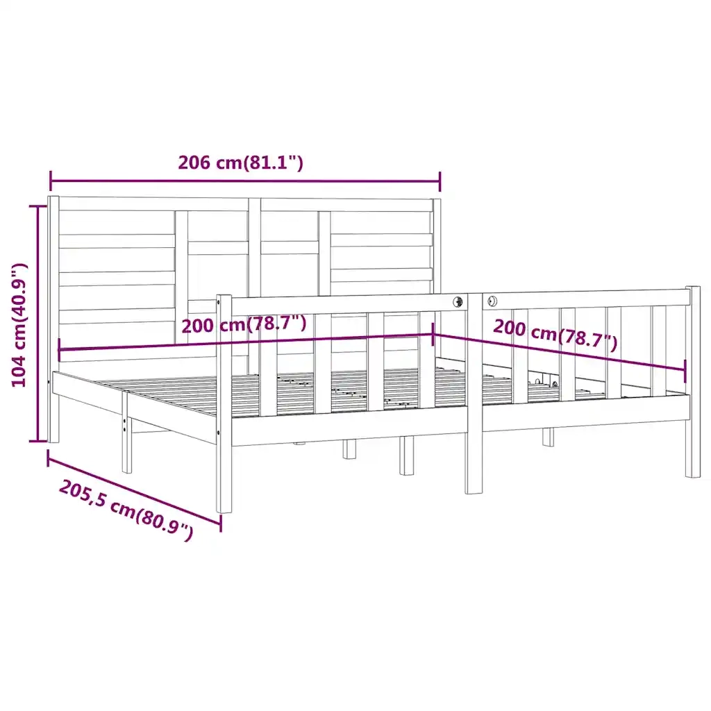 Giroletto senza Materasso-Struttura Letto 200x200 cm in Legno Massello di Pino 655913