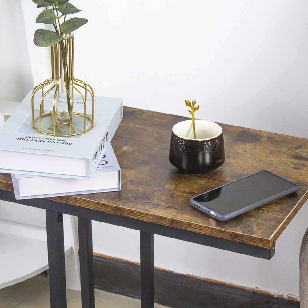 Tavolino da Caffe Porta Pc Laterale Divano Letto Metallo legno con Ruote Moderno