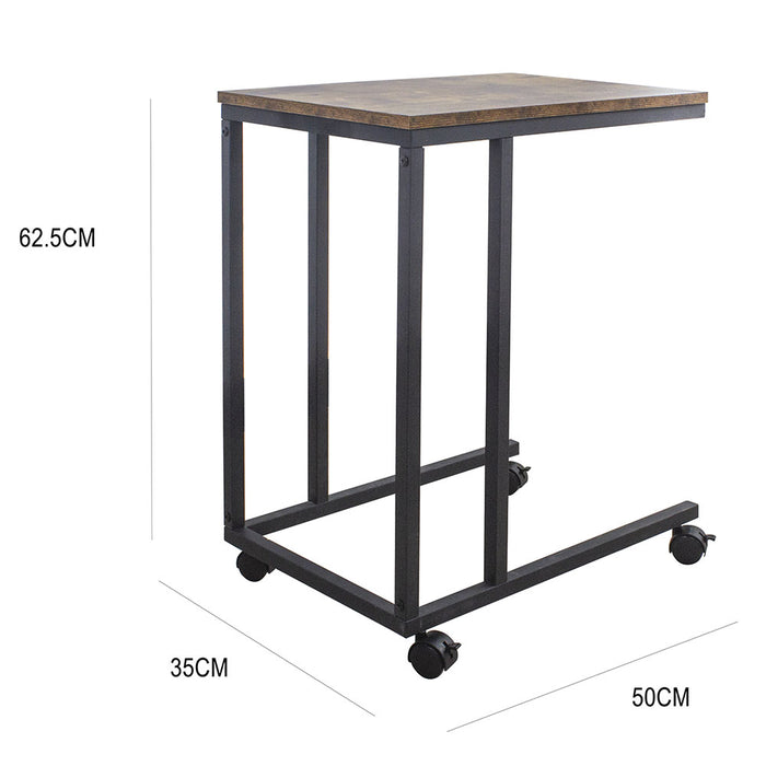 Tavolino da Caffe Porta Pc Laterale Divano Letto Metallo legno con Ruote Moderno