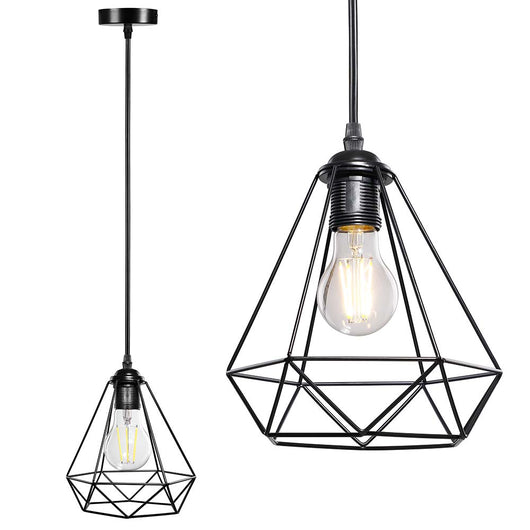 Lampadario Lampada Sospensione Design Moderno Industriale Paralume Nero E27