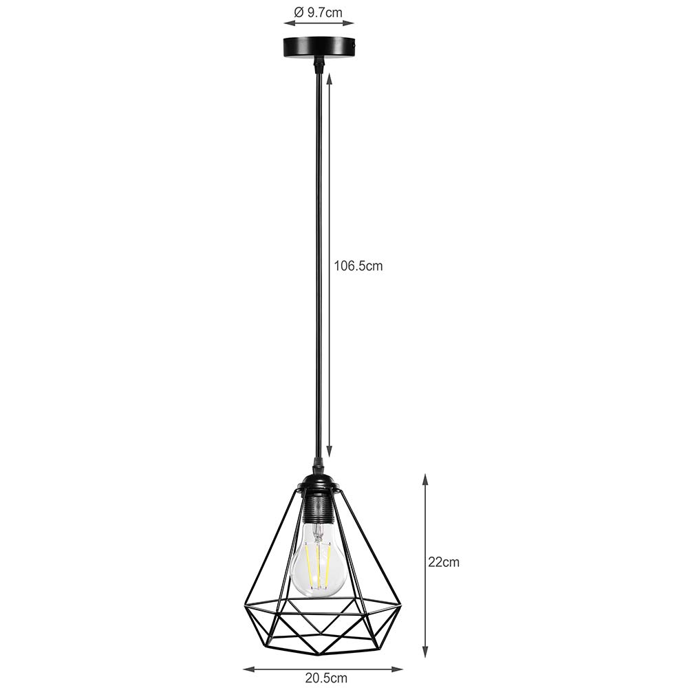 Lampadario Lampada Sospensione Design Moderno Industriale Paralume Nero E27