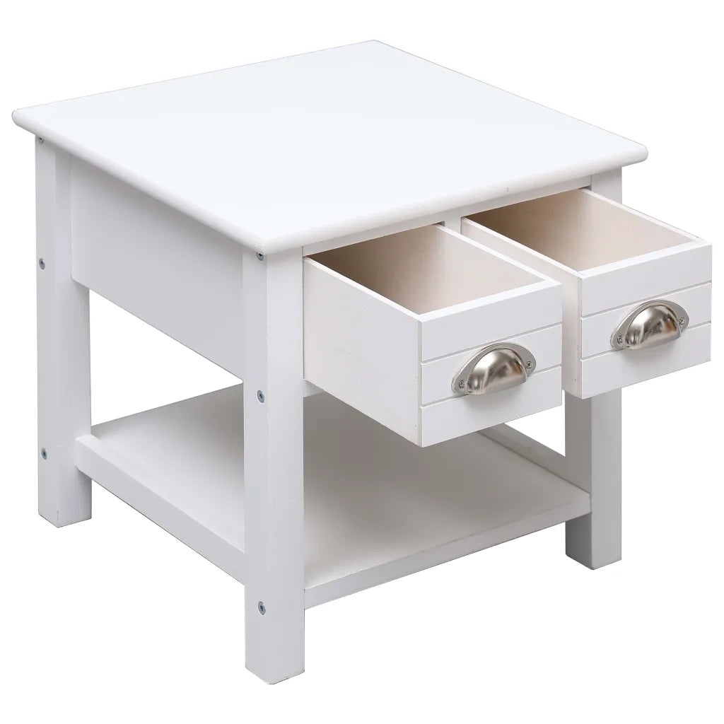 Tavolino Laterale Bianco 40x40x40 cm in Legno di Paulownia 284068