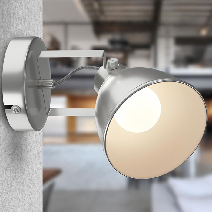 Lampada Applique Parete Faretto Direzionabile Metallo Design Moderno E14 Silver