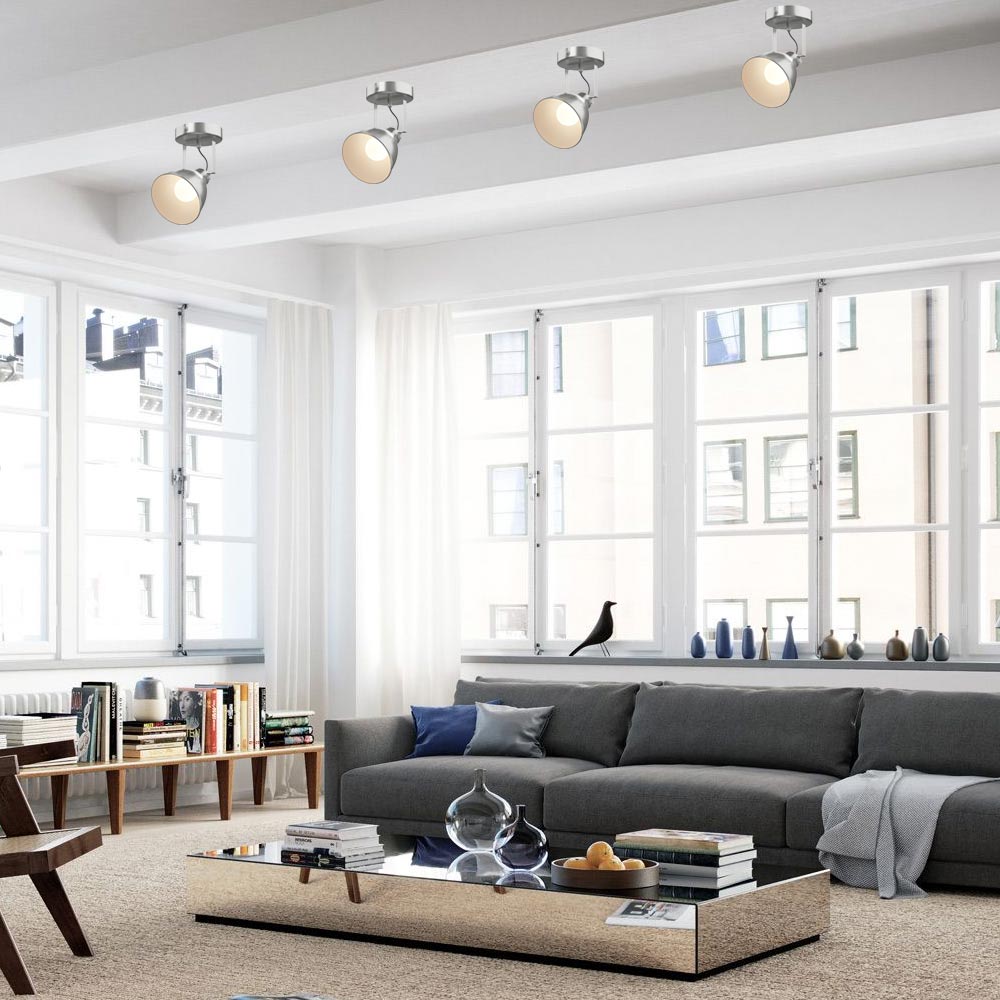 Lampada Applique Parete Faretto Direzionabile Metallo Design Moderno E14 Silver