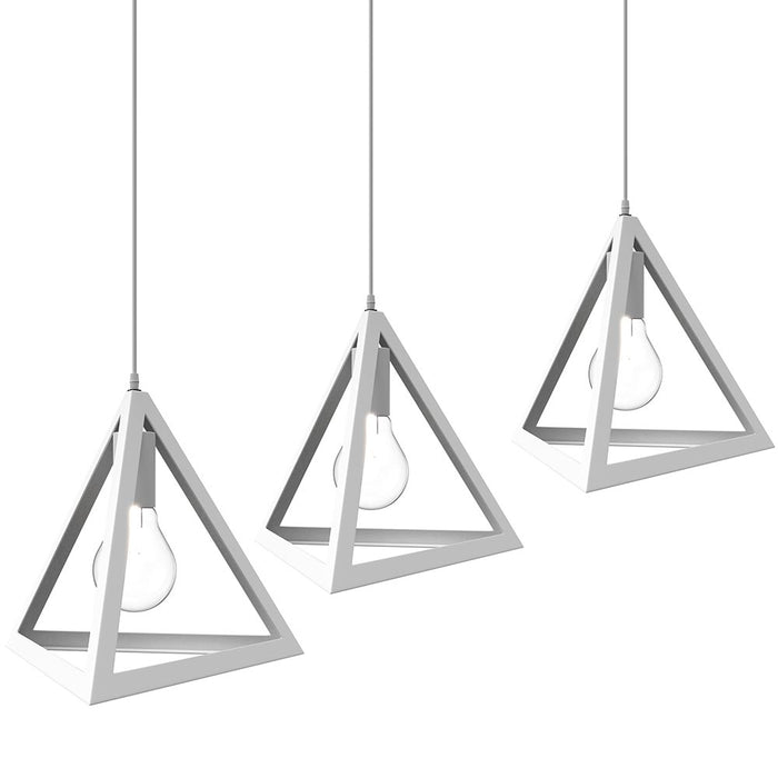 Lampadario Lampada Sospensione Piramide 25cm Design Moderno Paralume Bianco