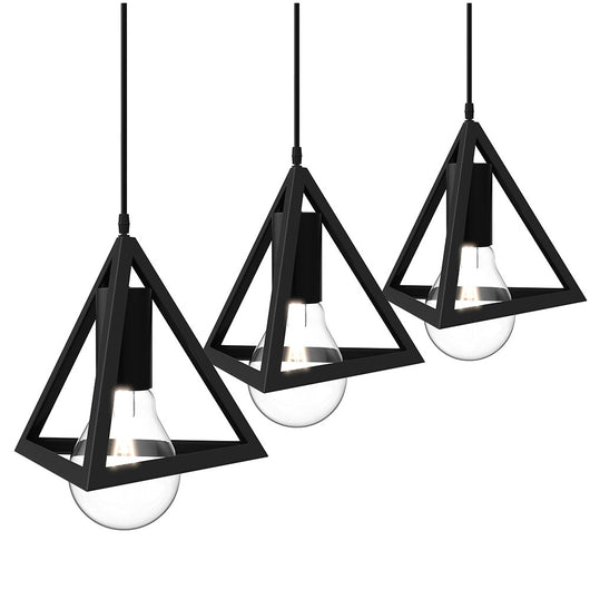 Lampadario Lampada Sospensione Piramide 18cm Design Moderno Paralume Nero