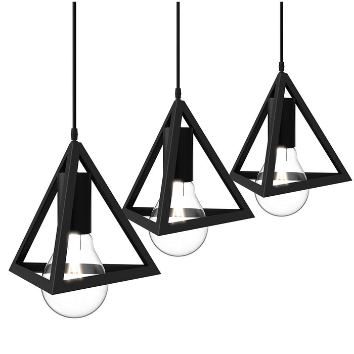 Lampadario Lampada Sospensione Piramide 18cm Design Moderno Paralume Nero