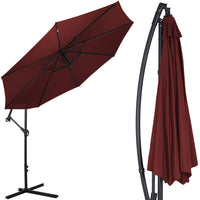 Ombrellone Giardino Decentrato 3x3 Mt Rosso Vino Palo Alluminio Gazebo Piscina