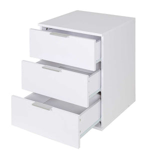 Comodino Mobiletto Cassettiera 3 Cassetti Design Moderno in legno MDF Bianco
