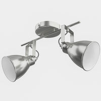 Lampadario Lampada 2 Luci Faretti Direzionabili Metallo Design Moderno E14 Silve
