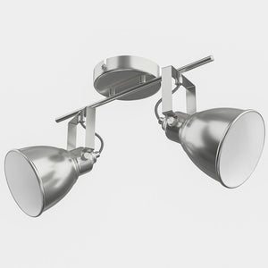 Lampadario Lampada 2 Luci Faretti Direzionabili Metallo Design Moderno E14 Silve