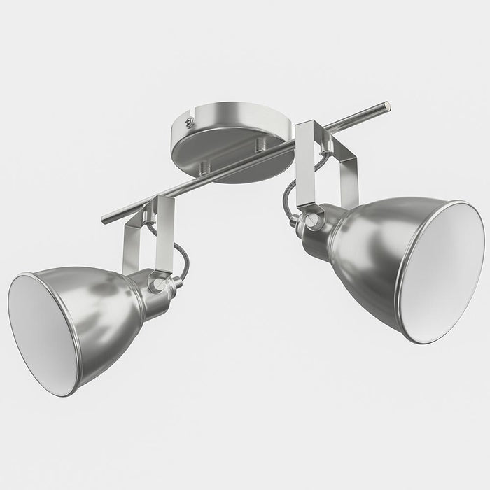 Lampadario Lampada 2 Luci Faretti Direzionabili Metallo Design Moderno E14 Silve