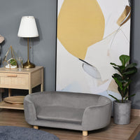 Cuccia Divano per Cani e Gatti Taglia Piccola 86x55x33 cm Grigio Chiaro