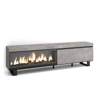 Mobile TV, Soggiorno, 208x35x57cm, Per TV fino a 80", Camino elettrico XXL, Design industriale, grigio cemento RF3205