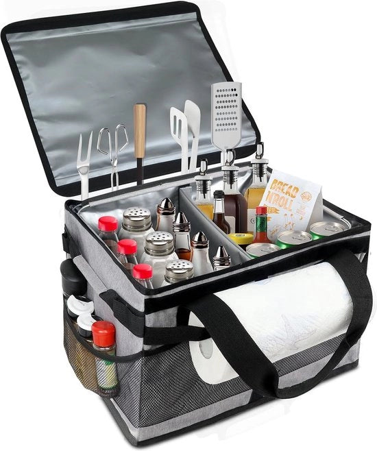 Organizzatore BBQ con Porta Fazzoletti per Documenti - Organizzatore Grill per Picnic, Campeggio e Uso Esterno