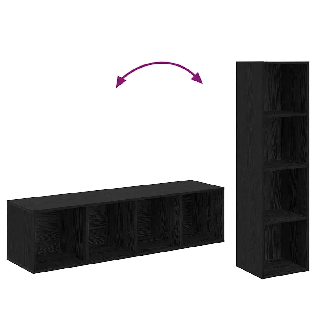Set mobile TV 4 pz Nero Legno ingegnerizzato 3393544