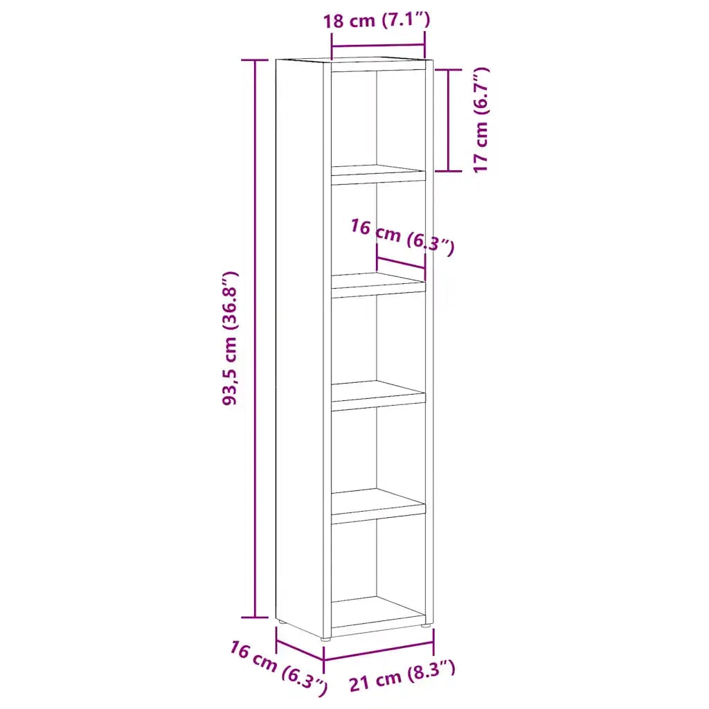 Scaffali CD 2 pz Grigio Cemento 21x16x93,5 cm Legno Multistrato CFW2748889
