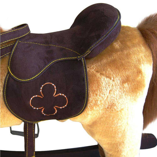 Cavallo a Dondolo Con Effetti Sonori Realistici Legno e Peluche Bambini Infanzia