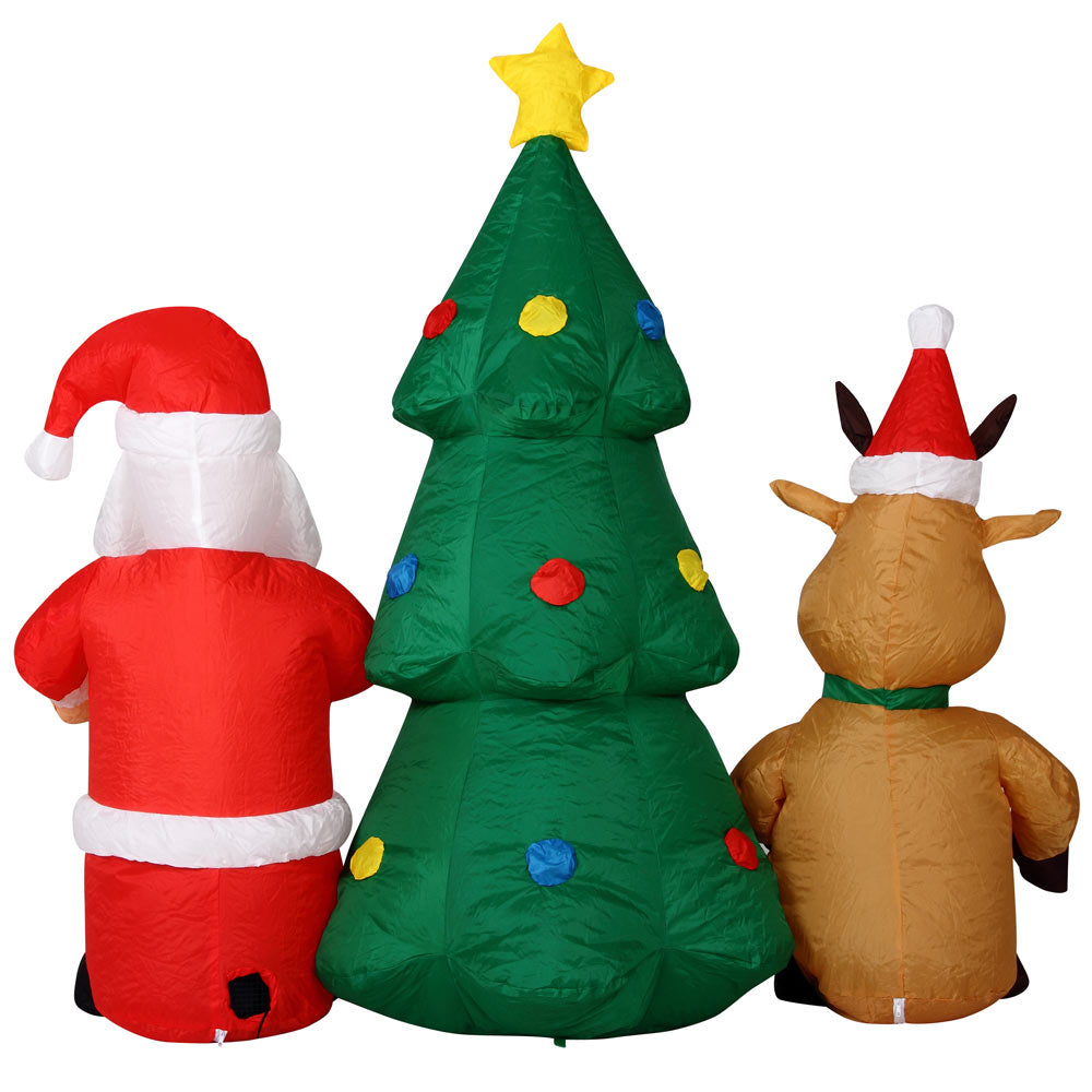 GONFIABILE ALBERO NATALIZIO BABBO NATALE E RENNA LUCI A LED 150CM AUTOGONFIABILE