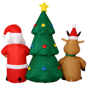 GONFIABILE ALBERO NATALIZIO BABBO NATALE E RENNA LUCI A LED 150CM AUTOGONFIABILE