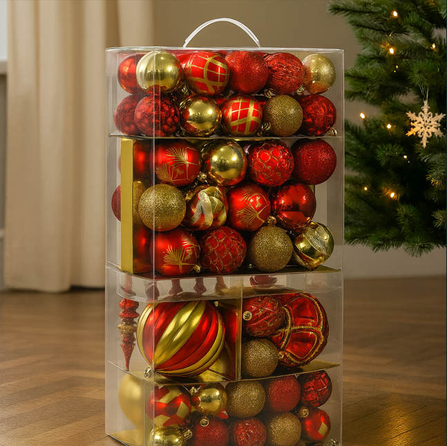 BOX DA 80 SFERE NATALIZIE E ACCESSORI VARIE DIMENSIONI E COLORI COLORE: ROSSO