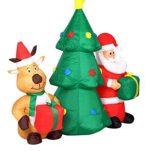 GONFIABILE ALBERO NATALIZIO BABBO NATALE E RENNA LUCI A LED 150CM AUTOGONFIABILE