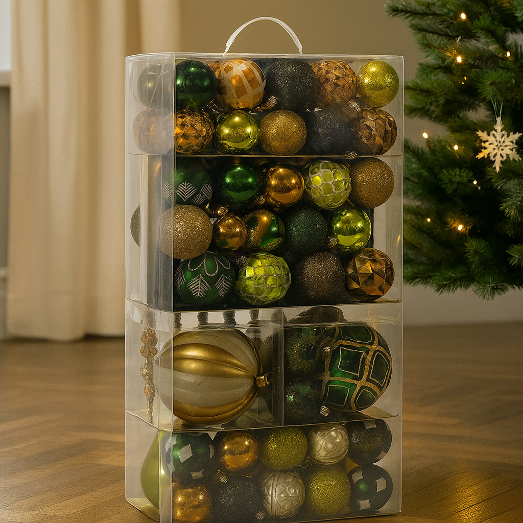 BOX DA 80 SFERE NATALIZIE E ACCESSORI VARIE DIMENSIONI E COLORI COLORE: VERDESCURO