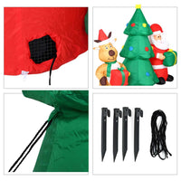 GONFIABILE ALBERO NATALIZIO BABBO NATALE E RENNA LUCI A LED 150CM AUTOGONFIABILE