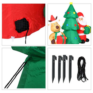 GONFIABILE ALBERO NATALIZIO BABBO NATALE E RENNA LUCI A LED 150CM AUTOGONFIABILE