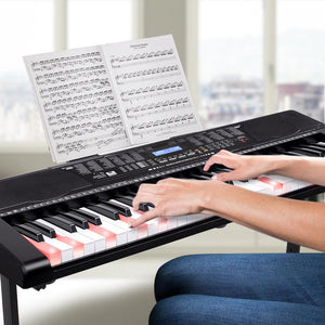 Tastiera Musicale Pianola Elettronica 61 Tasti Luminosi con Supporto e Sgabello
