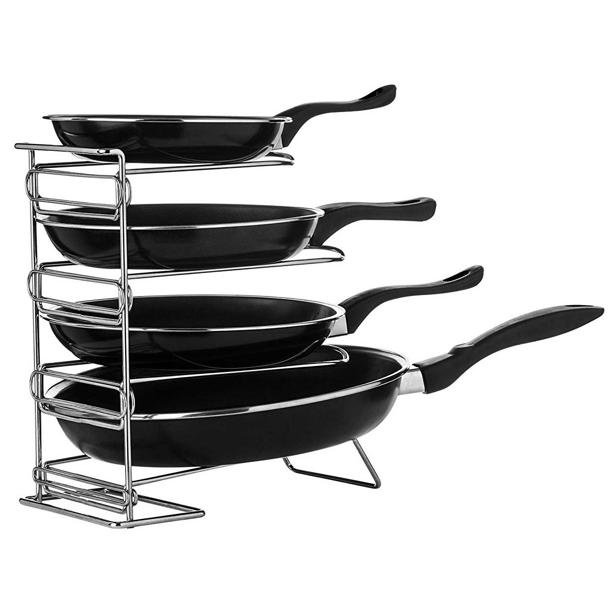 Stand Porta Coperchi Piatti Padelle Da Cucina In Metallo Cromato Con 3 Posti