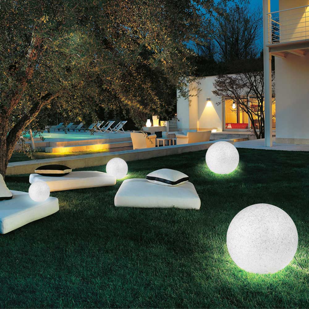 Lampada Sfera Giardino 30cm Luce Illuminazione Esterno Attacc E27 Effetto Pietra