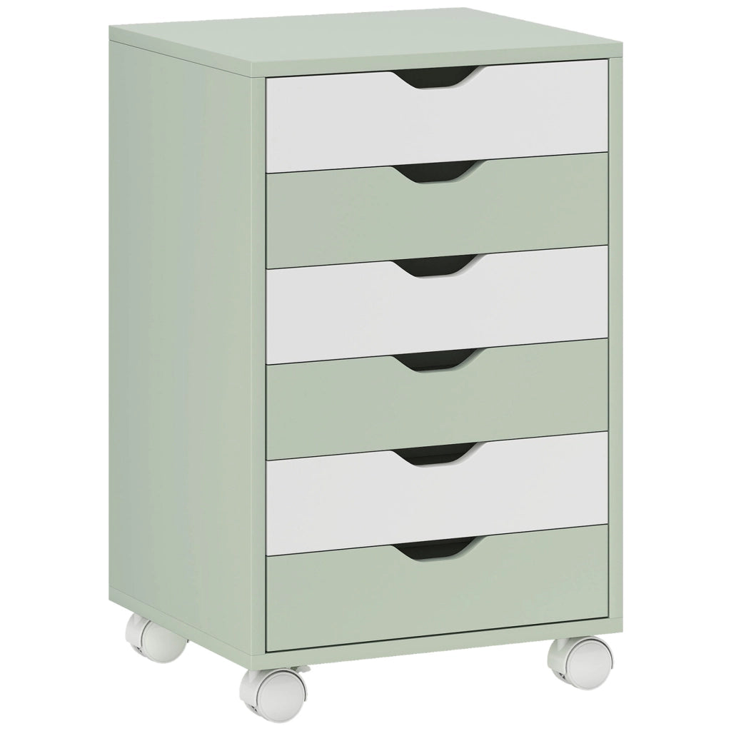 Cassettiera mobile con 6 cassetti e ruote ¨C Xylo ¨C Verde con guide scorrevoli silenziose