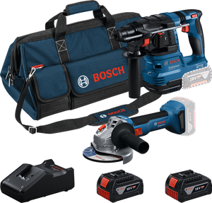 Bosch Kit 18V GBH 18V-22 + GWS 18V-8 + 2 Batterie 4 Ah + GAL 18V-40 + Borsa