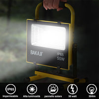 Lampada Faro Lavoro Portatile con Pannello Solare 50W 504lm Luce Emergenza SOS